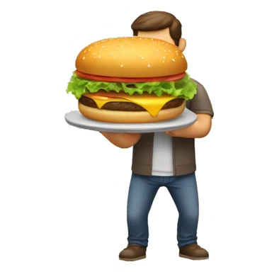 hombre fuerte comiendo hamburguesa sticker