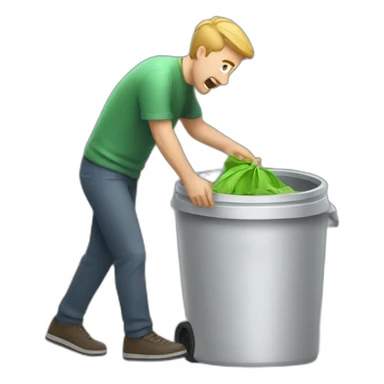 sketchy man throwing garbage into the trash can sticker