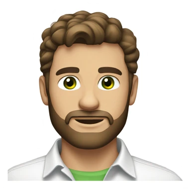 handsome optimist brunette man and beard green eyes wearing white button down shirt  sticker