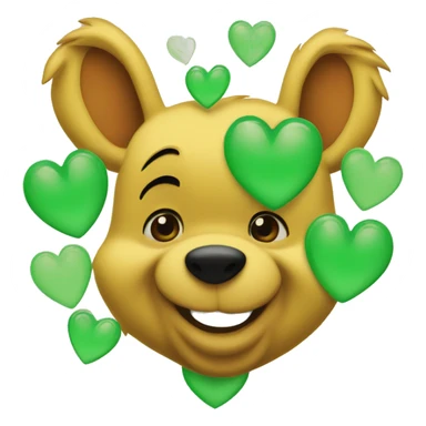 Winnie the pooh with green hearts around him sticker