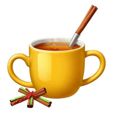 a yellow mug with steaming mulled wine without straw

 sticker