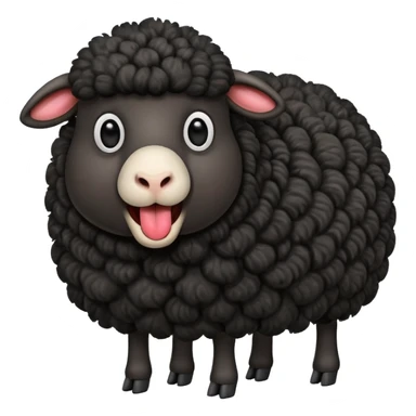 Oveja negra de cuerpo entero sacando la lengua en actitud de risas sticker