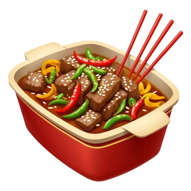 Beef and pepper Chinese dish in takeout container sticker
