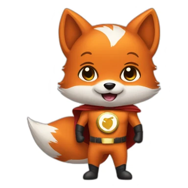 happy fox with a superhero costume sticker