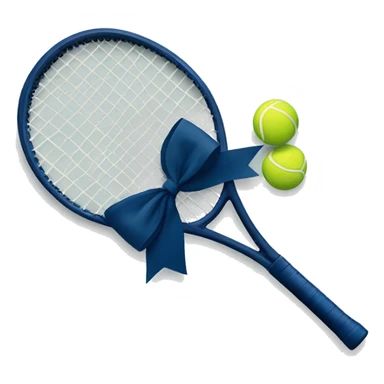 Tennis racket with a navy blue bow on the handle  sticker