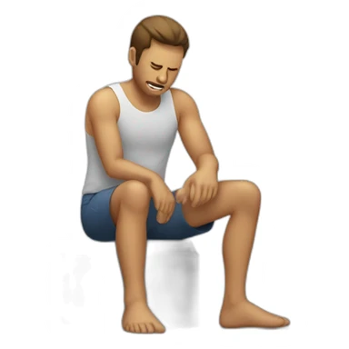 Men with hard pain on his leg sticker