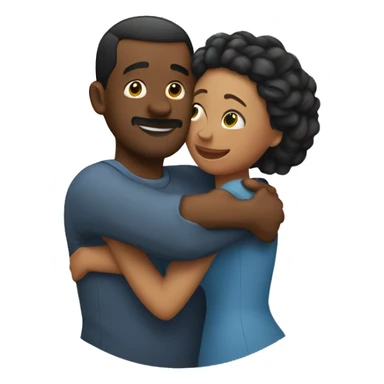 A man huggings with his wife sticker