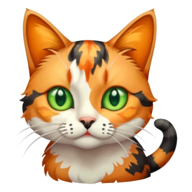 full body anxious looking colourful light calico tabby cat with large patchy patterns sticker