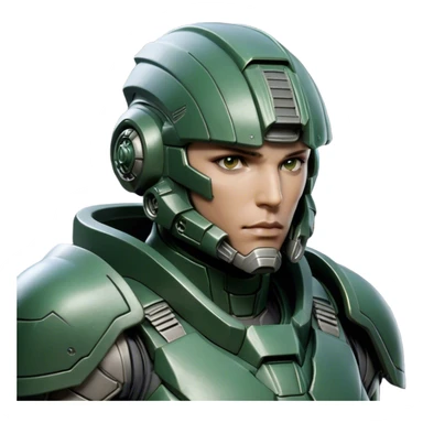 Cinematic Realistic StarCraft Terran Marine Portrait, head tilted epicly and inquisitively, showcasing a commanding presence and battle-hardened spirit. His steely gaze, set against intricately engineered tactical armor in dark green and grey, is rendered with lifelike clarity and dramatic lighting, high shine, epic and awe-inspiring, embodying the futuristic valor of a Terran warrior. sticker