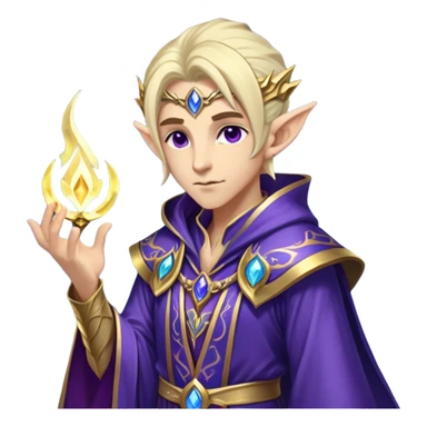 Cinematic Realistic WoW Elf Mage Portrait, head tilted epicly and inquisitively, showcasing a commanding presence and graceful arcane power. Her luminous, porcelain-like skin and delicate features, framed by an intricately detailed robe in deep blues and purples with golden accents, are rendered with lifelike clarity and dramatic, mystical lighting, high shine, epic and awe-inspiring, embodying the timeless magic of an elven mage poised to reshape destiny. sticker