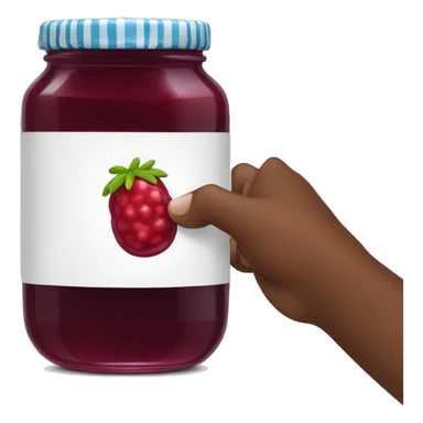 Jar of jam with hand grabbing the jelly  sticker