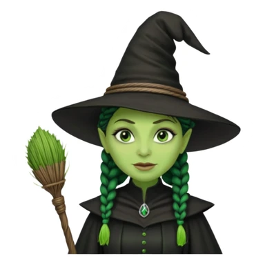 elphaba the wicked witch from wicked movie (cynthia erivo) microbraid hair, witch hat, broom sticker