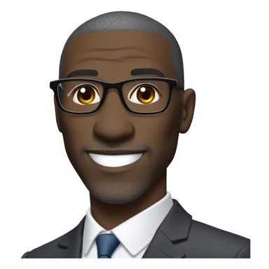 Shannon sharp with round face and suit and glasses and buzz cut and small eyes and over 50 small gray bearded receding hairline and small black eyes sticker