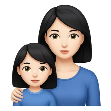 black haird one mom with one daughter sticker