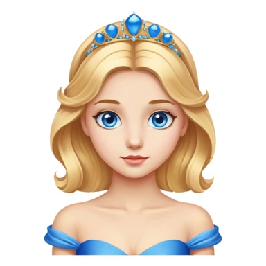 Cinematic Realistic Comical Cinderella Portrait, with every detail rendered realistically—from the soft, smooth texture of her fair skin to her artfully styled golden-blonde hair. Her bright blue eyes are wide with playful disbelief, and her expression carries a touch of whimsical humor while retaining elegant poise. Her classic ball gown, detailed with rich fabric textures and natural shadows, catches the light in a way that blends refined beauty with a hint of cheeky mischief, creating a striking, lifelike portrayal. sticker