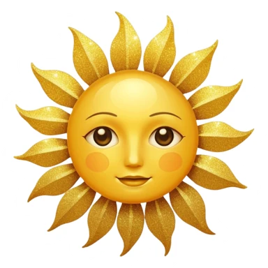 sun in 2d golden glitter in colour without face sticker