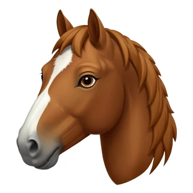 Head of a sorrel horse with a wide white blaze from his forehead, under his forelock, running down his face and under his muzzle, facing forward. White should go between nostrils and not on the side of the lips. sticker