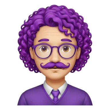 mustached curly purple haired earringed dpectacled sticker