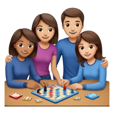 2 male and 2 female brunette friends playing board game sticker