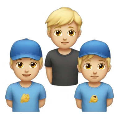 Three brothers. One with a cap. One blonde. One blonde baby. sticker