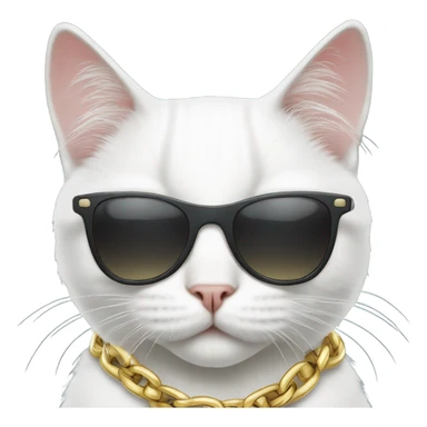 white cat wearing sunglasses and gangster chain  sticker