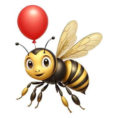 Bees with red Birthday Hat, Excited bee carrying balloon sticker