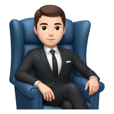 businessman sitting in an armchair, confident relaxed pose, formal suit and tie, professional corporate vibe, 3D cartoon style, mobile game icon style, clean background, no text, no watermark
 sticker