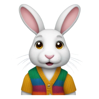 Rabbit wearing a sweater vest sticker