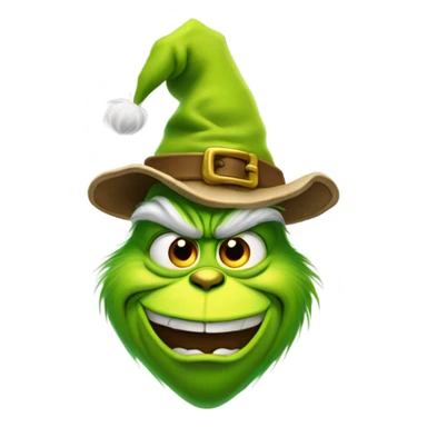 Grinch wearing a pilgrim buckle hat sticker