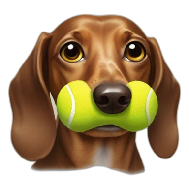 Dachshund with tennis ball in face sticker