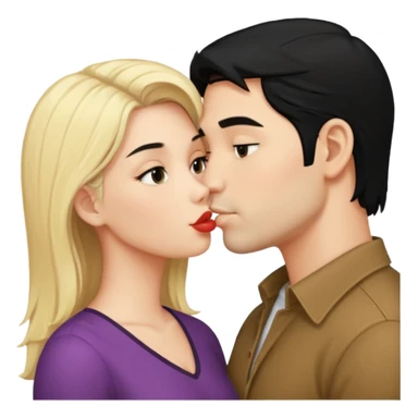 couple kissing black hair man blonde woman sticker