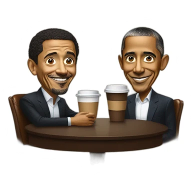 Barack obama with Cyril Hanouna around a coffee sticker
