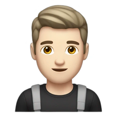 Confused Pale skinned Fit Man With the biceps and dark brown hair in black shirt, gray sports shorts and white Sneakers sticker