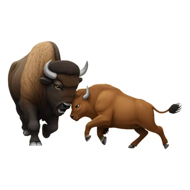 Bison fighting bobcat sticker