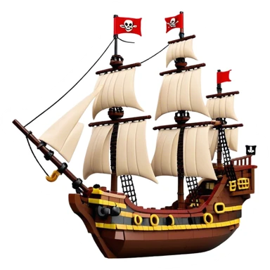Pirate Ship (Toy) - Lego Pirate Ship (Model Year: 2021) (Iconic colour: Brown with red sails) sticker