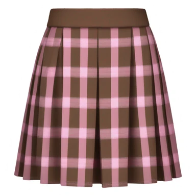 Brown and pink tartan pleated mini skirt, isolated sticker