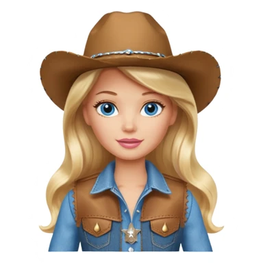 Barbie cowgirl with long blonde hair and blue eyes sticker