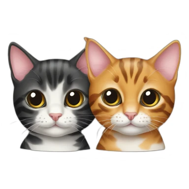 two-cats-bengal-and-cat-black-kitten-together sticker