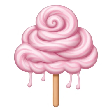 pastel pink cotton candy on a paper stick, swirling cloud-like texture sticker