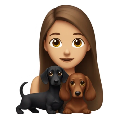 a brown-haired girl with a long-haired black dachshund sticker