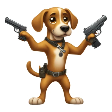 dog shooting a gun  sticker