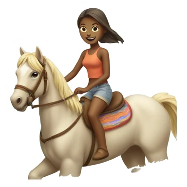 Girl riding horse with surfboard  sticker