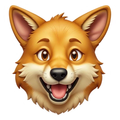Cinematic Comical Dingo Portrait Emoji, Head tilted dramatically with an exaggeratedly amused expression, featuring a striking sandy fur with wide, expressive amber eyes full of playful disbelief, Simplified yet hilariously expressive features, highly detailed, glowing with a slightly sassy glow, high shine, dramatic yet playful, stylized with an air of cheeky outback mischief, bright and endearing, soft glowing outline, capturing the essence of a spirited and over‐the‐top dingo, so meme‐worthy it feels like it could bark its way into internet fame instantly! sticker