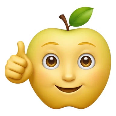 A 3D Apple-style yellow round emoji, neutral face with simple cartoonish eyes, raising one hand, thumb pointing backward over the shoulder to indicate “past” or “behind,” clean minimal background, smooth bright style sticker
