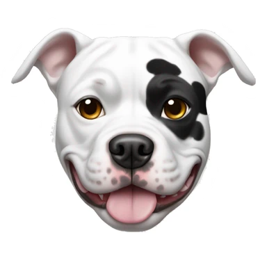 white pitbull with black spots and one black spot around the eye  sticker