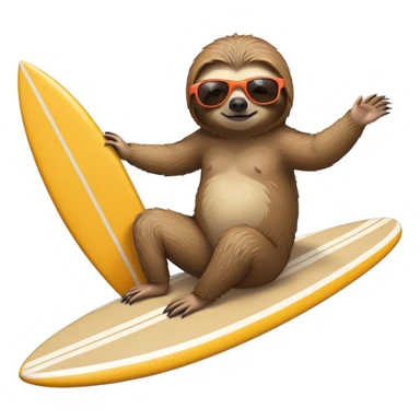 Sloth on a surfboard wearing sunglasses sticker