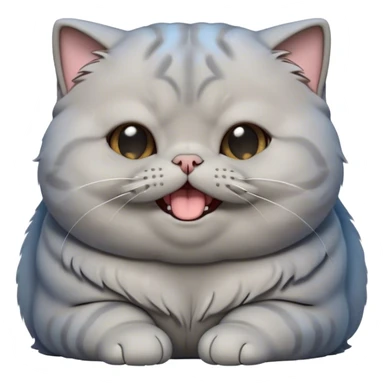 Cinematic Cute Chubby Grey Scottish Fold Cat Portrait Emoji, Head tilted playfully and yawning, round and plump body with sleek soft grey fur and subtle blue undertones, adorable folded ears, Simplified yet adorable features, highly detailed, glowing with a warm, friendly glow, high shine, curious yet calm, stylized with a touch of whimsy, bright and endearing, soft glowing outline, capturing the essence of a mischievous yet loving and lazy kitty with those signature folded ears, so cute it feels like it could stretch out of the screen and cuddle! sticker