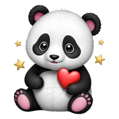 Panda with a heart and stars sticker