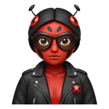 a badass villain ladybug beetle thug with sunglasses and a leather jacket sticker