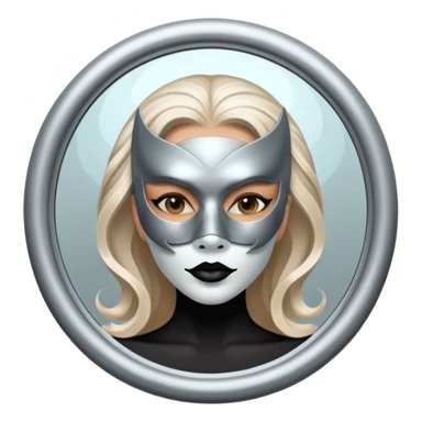 Killer on mask on fancy mirror behind woman sticker